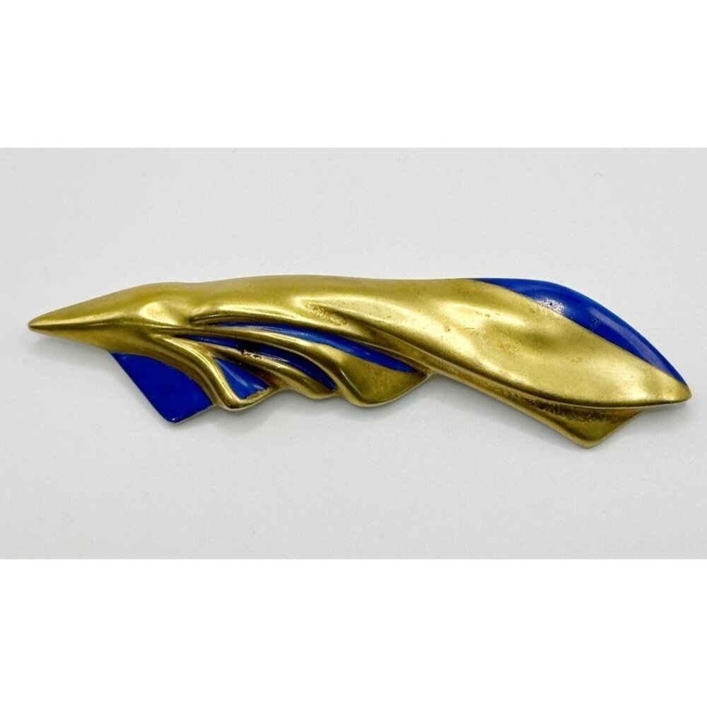 Hutschenreuther germany art 1814 porcelain‎ brooch pin gold blue color- B6